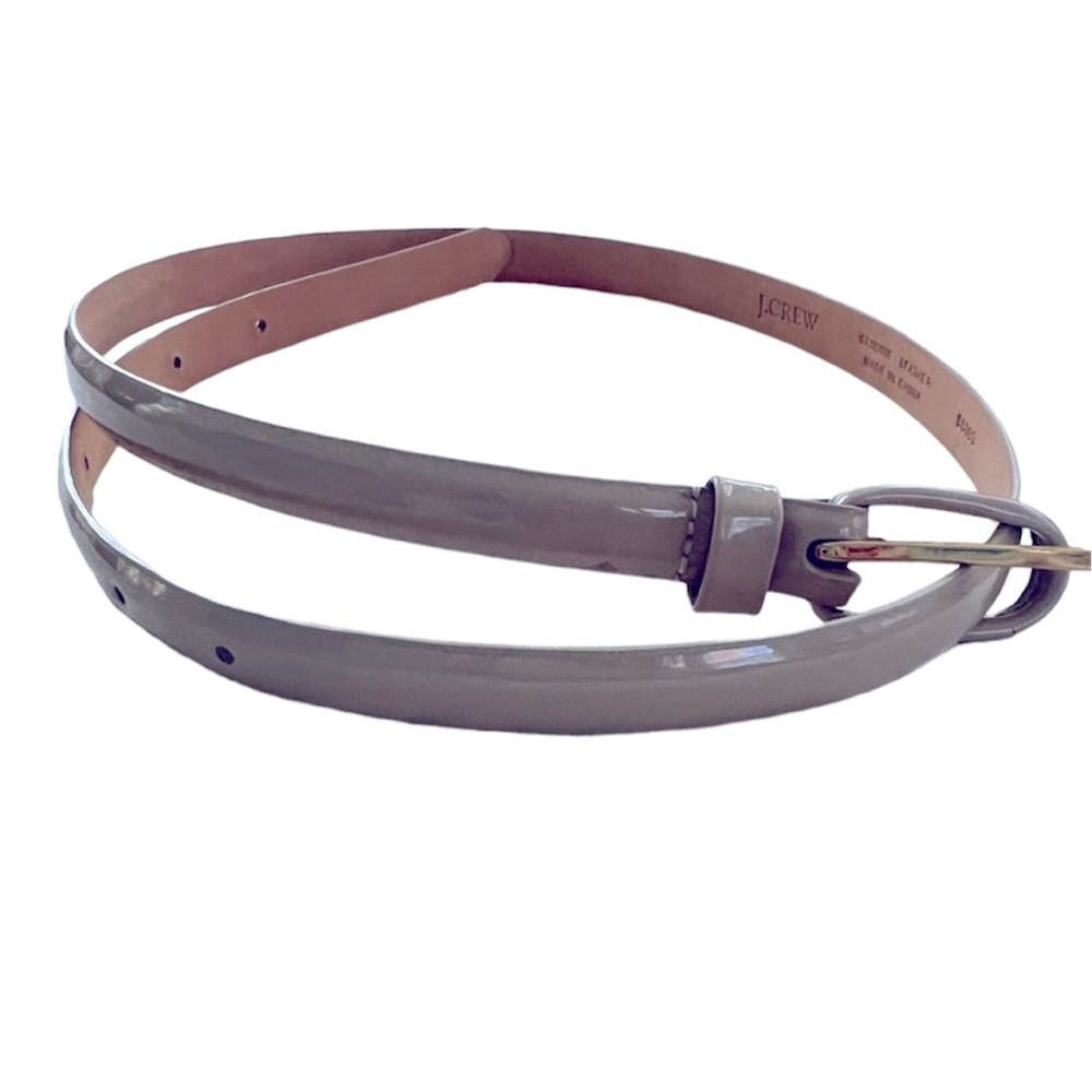 J. CREW SKINNY TAN PATENT LEATHER BELT